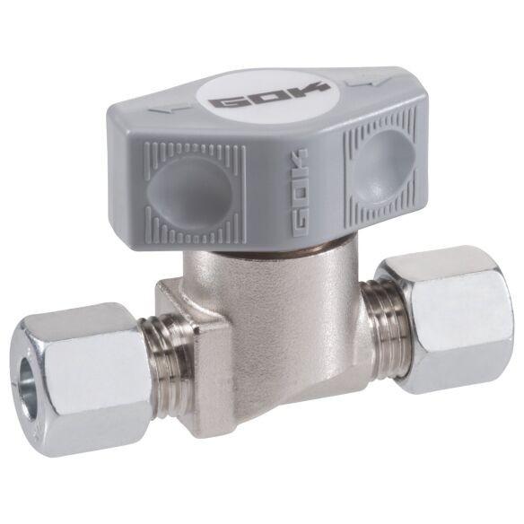Drehgriff-SSV mit Sicherheitsabsperrventil vernickelt, bds. RVS 12