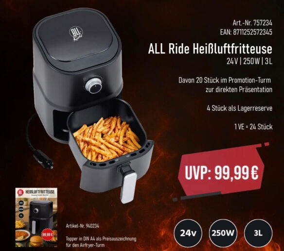 ALL Ride Heißluftfritteuse 24 Volt