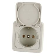 Schuko-Steckdose mit Deckel hellgrau, lose 321/103-1