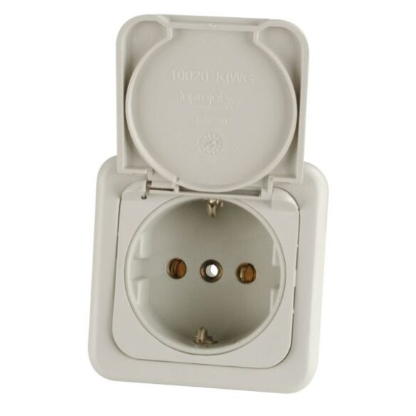 Schuko-Steckdose mit Deckel hellgrau, lose