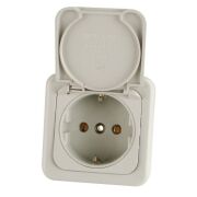 Schuko-Steckdose mit Deckel hellgrau, lose