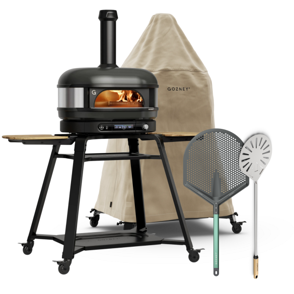 Gozney Dome (Gen 2) Multi-fuel  Pizzaofen-Bundle, Black+ Stand, Abdeckhaube, Heber, Wender