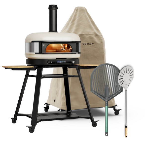 Gozney Pizzaofen Dome XL Dual Fuel Pizzaofen-Bundle, Bone + Stand, Heber, Wender, Abdeckhaube