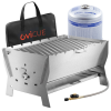 OVICUE Edelstahl Gas- & Holzkohle Steckgrill L inkl. Tasche & Gaskartusche 500gr