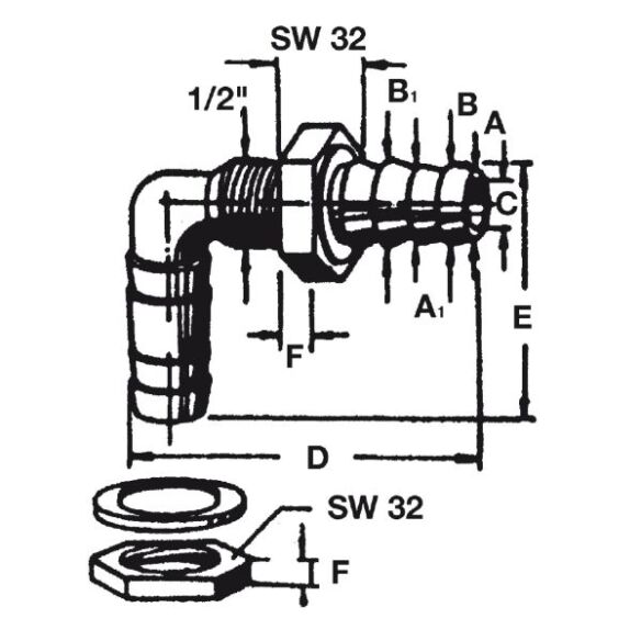 Winkel-Tankanschlussteil 10/12 mm